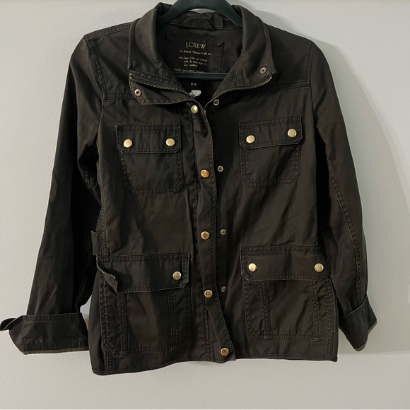 JCrew Resin-coated Black twill field jacket- Size Small - Picture 4 of 9